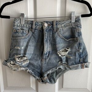 Garage Blue Distressed Jean Shorts